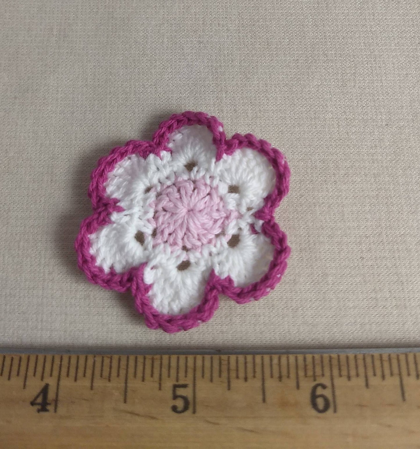 Applique #SP100329 #White #Pink #Flower #Crochet #1pc