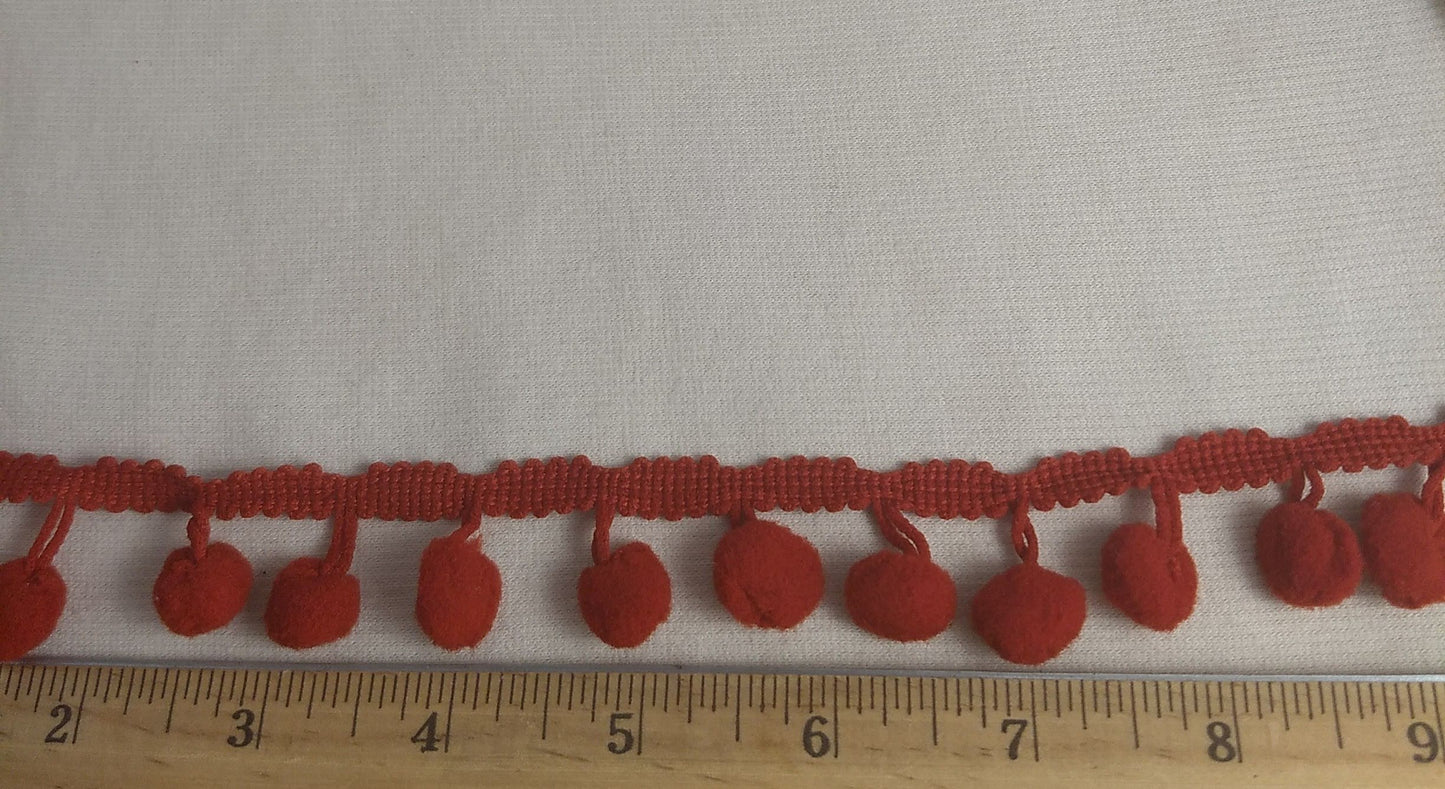 RIBBON #HFFL160309-1 #Red #23 #Scalloped #PomPom #Ball #1yd