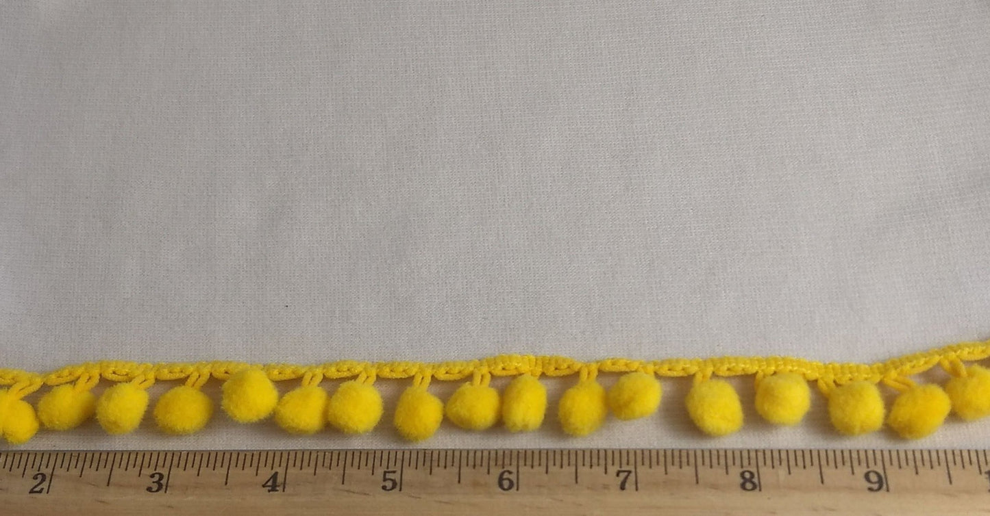 RIBBON #KLD090408-1 #Yellow #Scalloped #PomPom #Ball #1yd