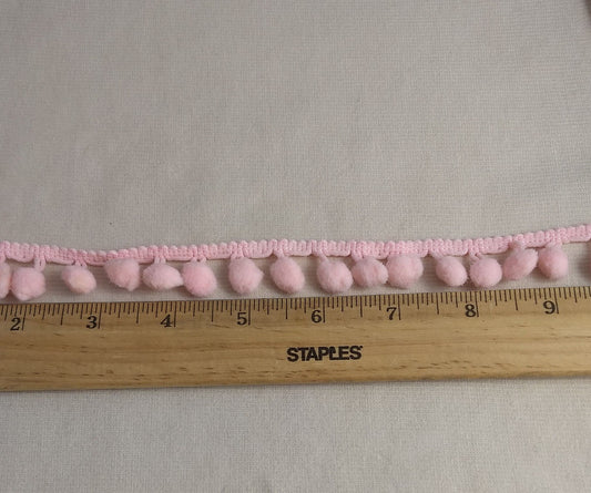 RIBBON #KLD090408-1 #Pink #Scalloped #PomPom #Ball #1yd