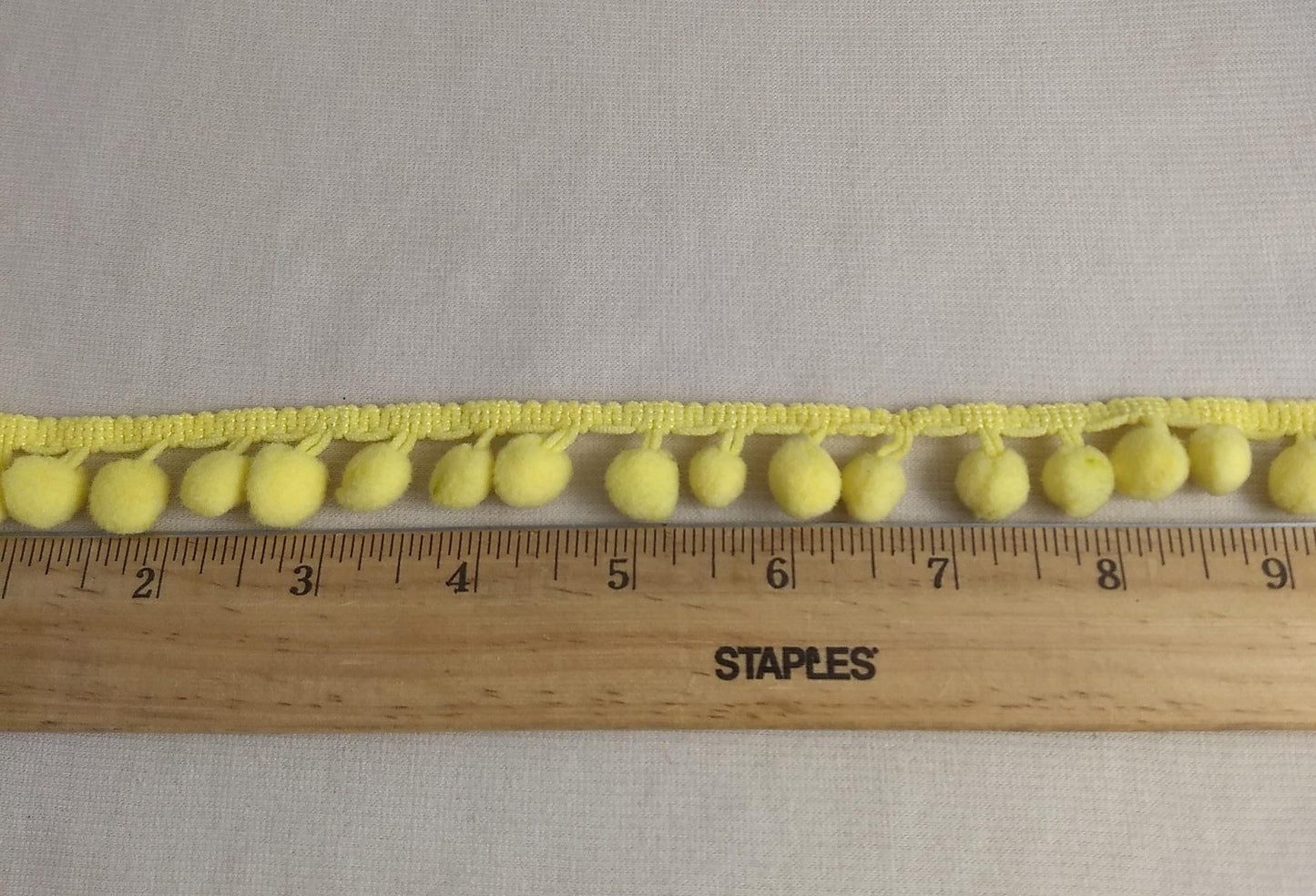 RIBBON #KLD090408-1 #Yellow #Scalloped #PomPom #Ball #1yd