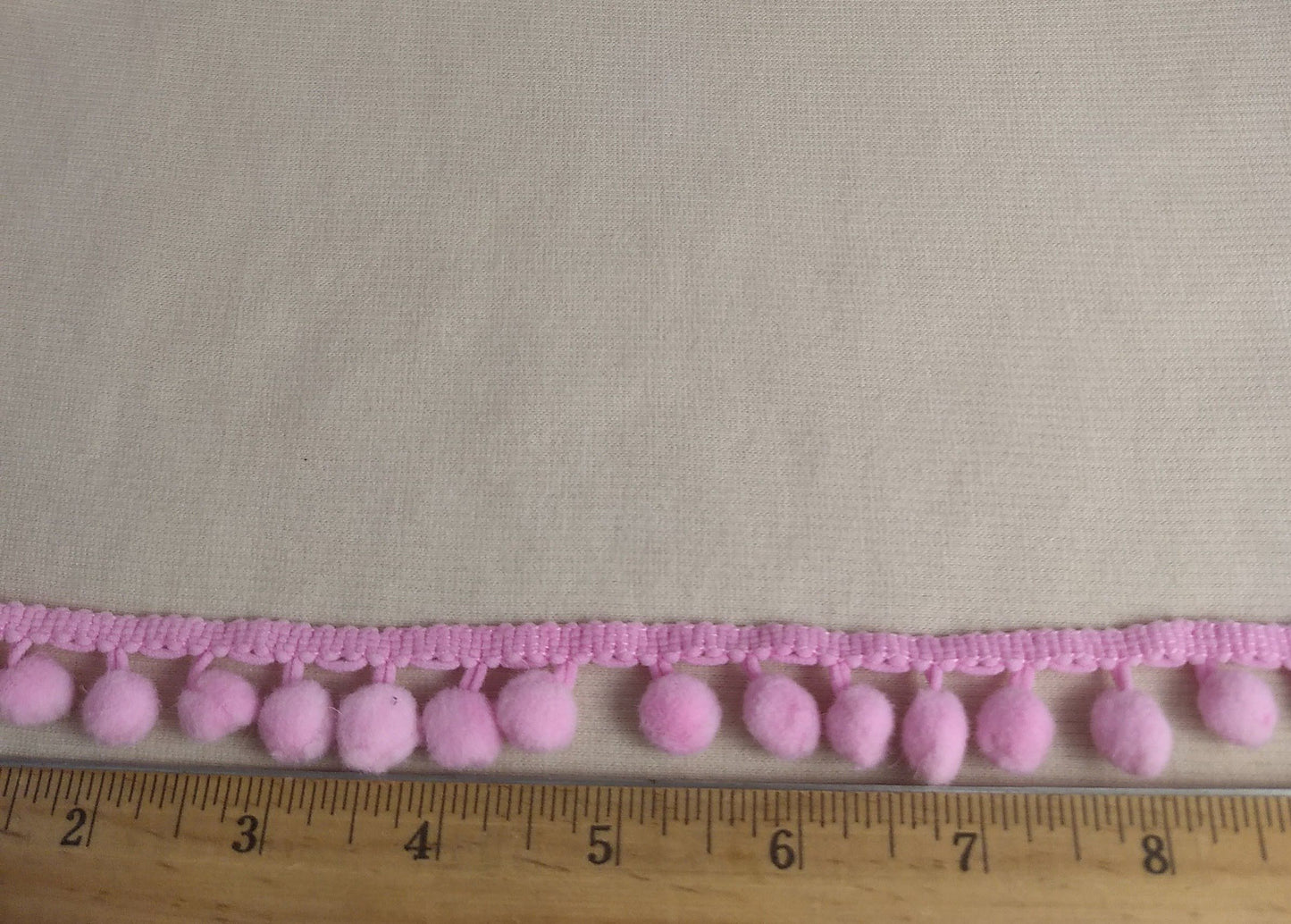 RIBBON #KLD090408-1 #Pink #Scalloped #PomPom #Ball #1yd