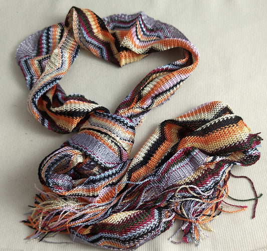 Scarf #B7-5002 #Orange #Multi #Neckwear #Fringe #Fashion #1pc