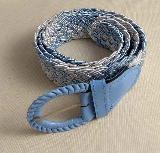 Belt #101624B #Blue #Weave #Prong #Fake-Leather #1pc