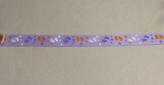 RIBBONS #113124 #Purple #Baby-Feet #Border #Tape #Grosgrain #1yd