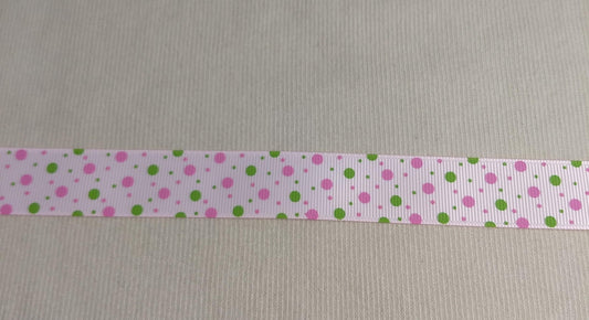 RIBBONS #113124 #Pink #Polka-Dots #Border #Tape #Grosgrain #Polyester #1yd