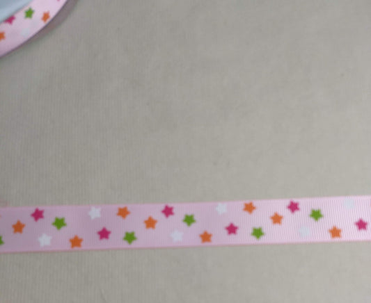 RIBBONS #113124 #Pink #Stars #Border #Tape #Grosgrain #Polyester #1yd