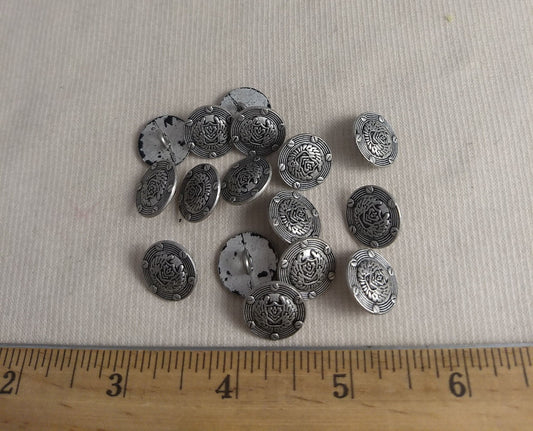 Button #AL6487 #Shank #Antique-Silver #Metal #10pc