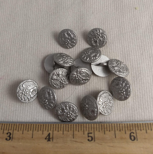 Button #AL6693 #Shank #Antique-Silver #Flower #Metal #10pc