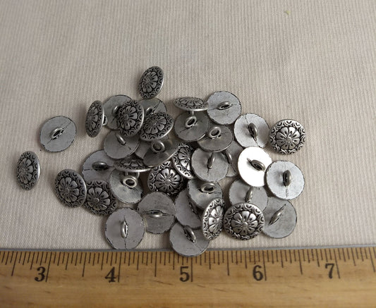 Button #AL6670 #Shank #Antique-Silver #Rim #Flower #Metal #10pc