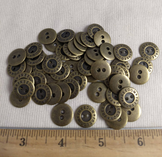 Button #S1060 #2-Hole #Antique-Gold #Rim #Metal #10pc