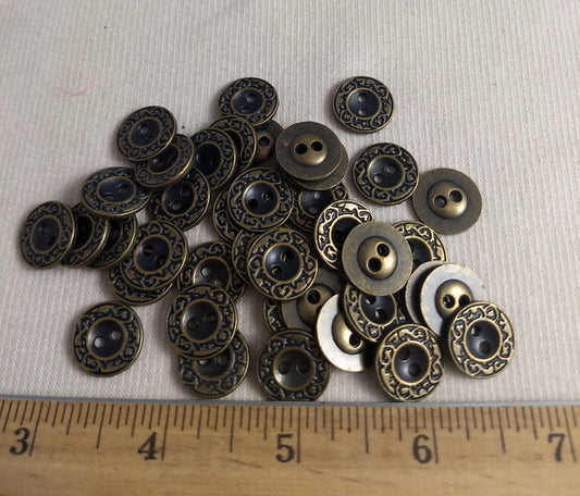 Button #AL6481 #Shank #Antique-Gold #Rim #Metal #10pc