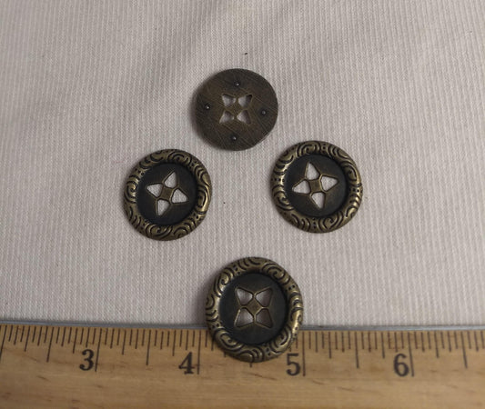 Button #S2075 #4-Hole #Antique-Gold #Rim #Metal #10pc