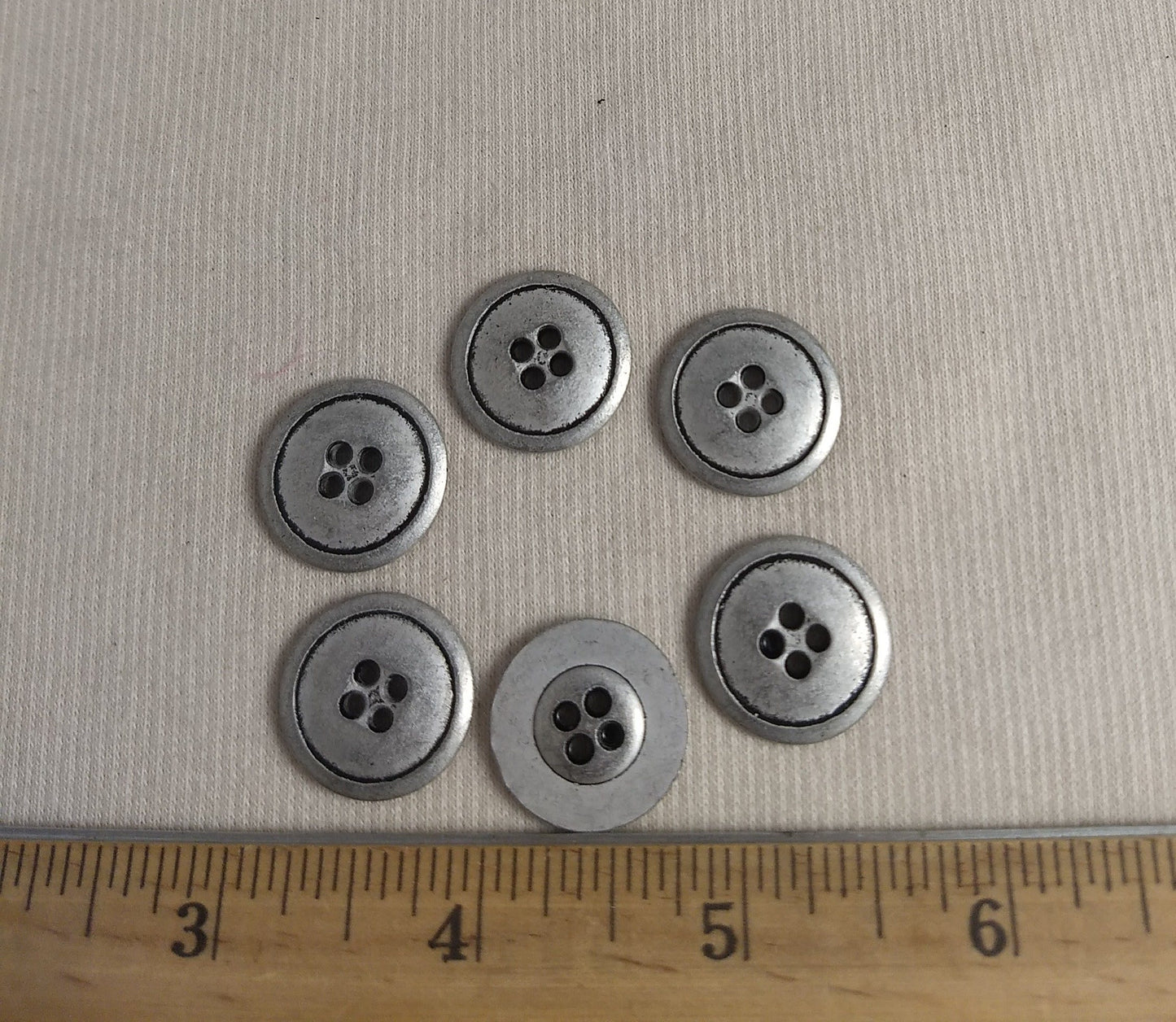 Button #AL6076 #4 Hole #Antique-Silver #Rim #Metal #10pc