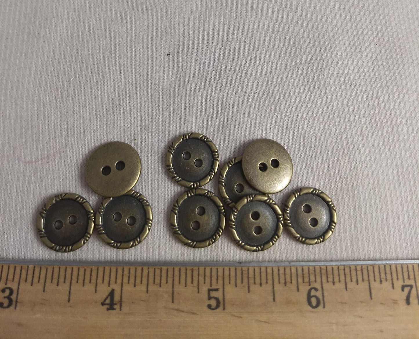 Button #S7077 #2 Hole #Antique-Gold #Rim #Metal #10pc