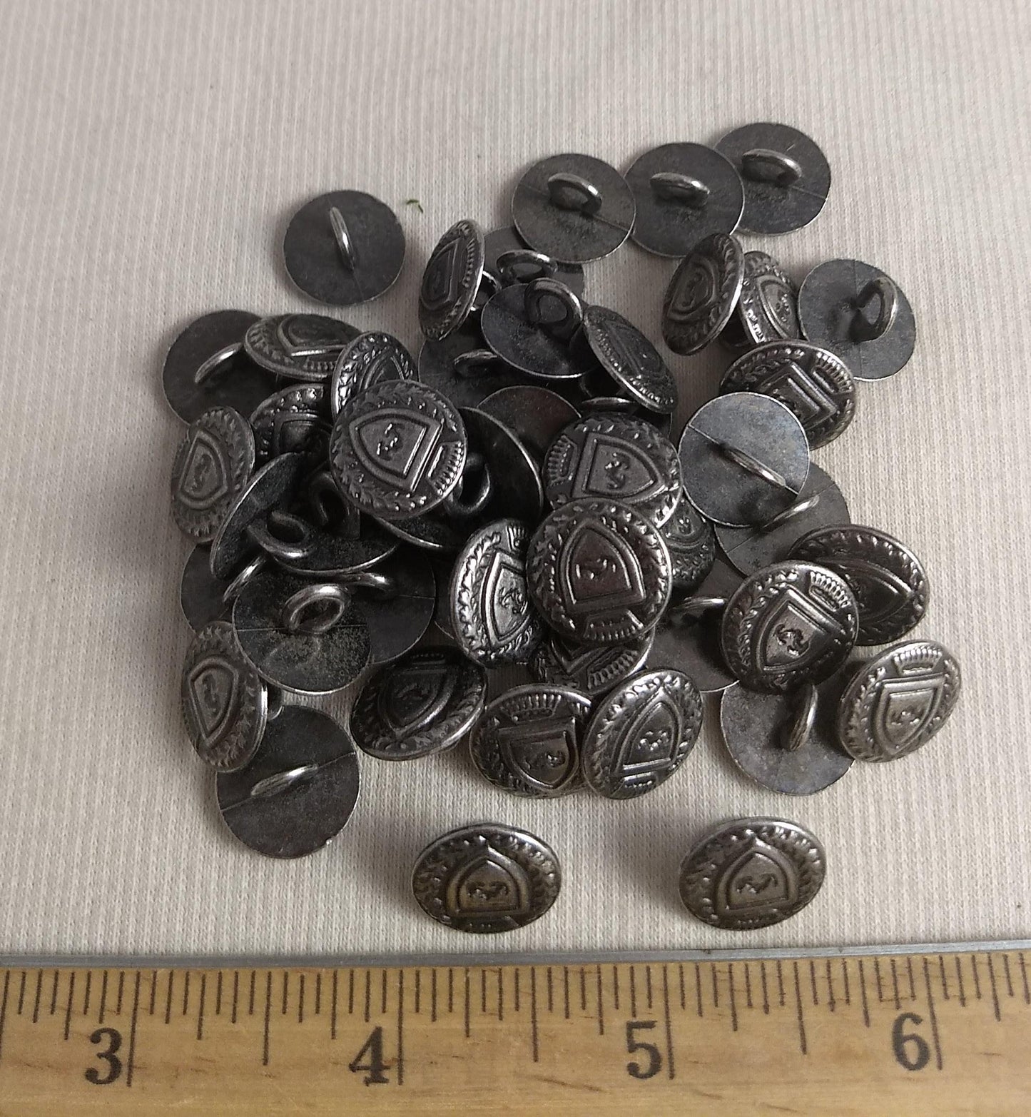 BUTTON #S7076 #Shank #Antique-Silver #Metal #10pc