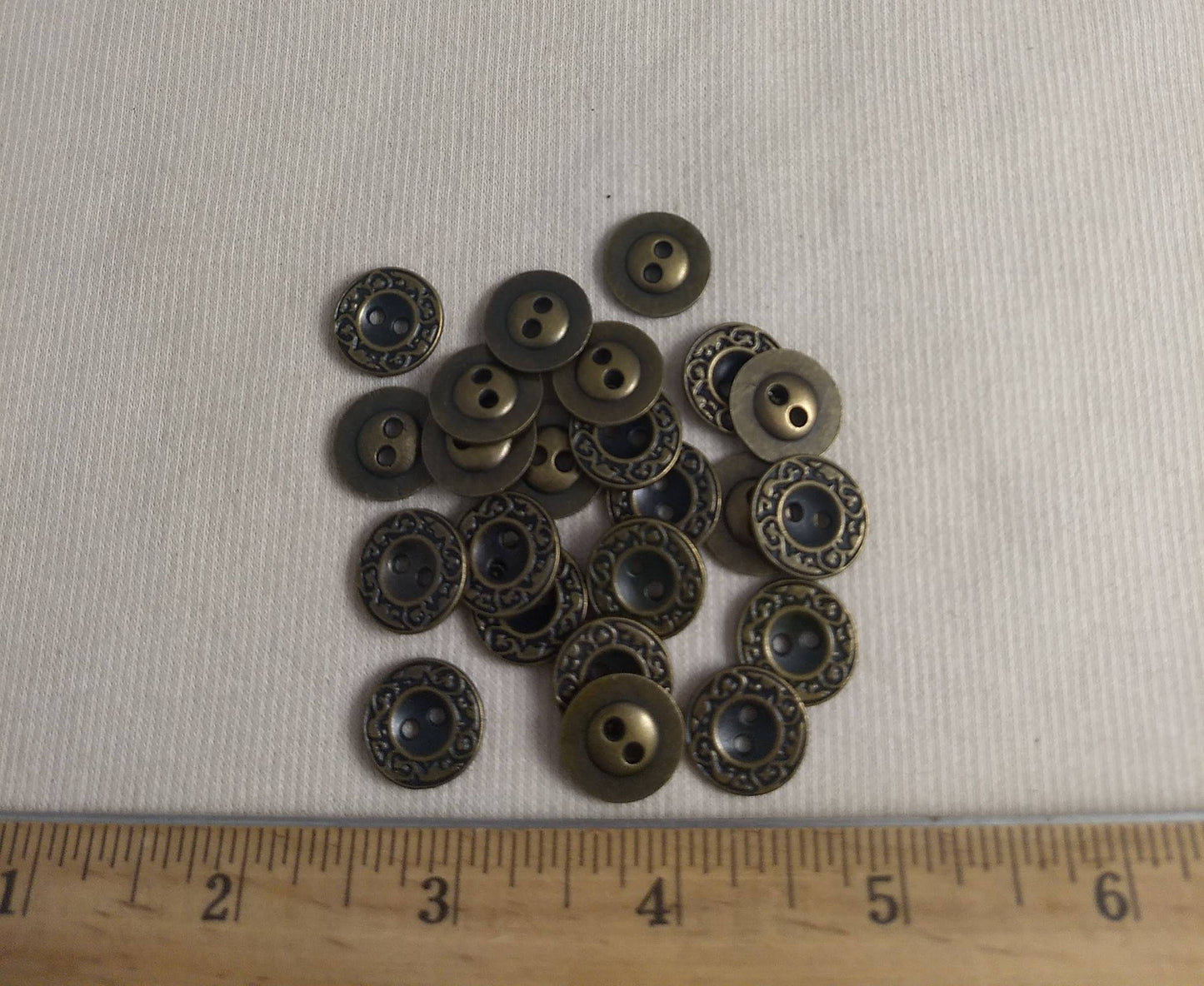 Button #K6040 #2-Hole #Antique-Gold #Rim #Metal #10pc