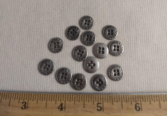 BUTTON #S2064 #Antique-Silver #Rim #Metal #10pc