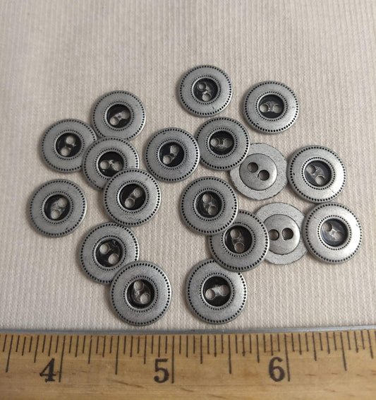 BUTTON #6279 #Antique-Silver #Rim #Metal #10pc