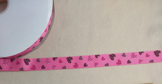 RIBBON #113124 #Pink #Heart #Border #Tape #Grosgrain #Polyester #1yd