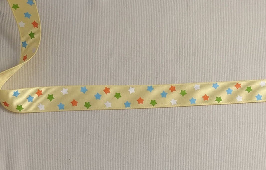 RIBBON #113124 #Yellow #Star #Border #Tape #Grosgrain #Polyester #1yd