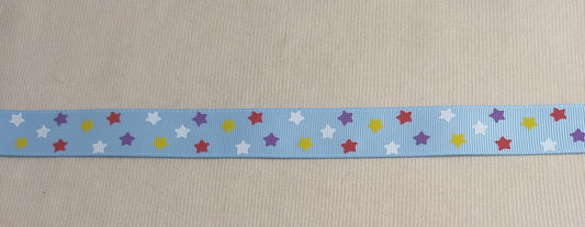 RIBBON #113124 #Blue #Star #Border #Tape #Grosgrain #Polyester #1yd