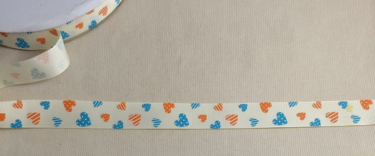 RIBBON #113124 #Cream #Heart #Border #Tape #Grosgrain #Polyester #1yd