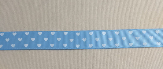 RIBBON #XYRB-G9030-A #Blue #Heart #Border #Tape #Grosgrain #Polyester #1yd