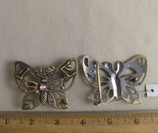 Buckle #MPM0320-1 #Antique-Gold #Prong #Butterfly #Metal #1pc