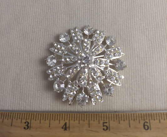 Brooch #BR3413 #Silver #Pin #Abs #Rhinestone #1pc