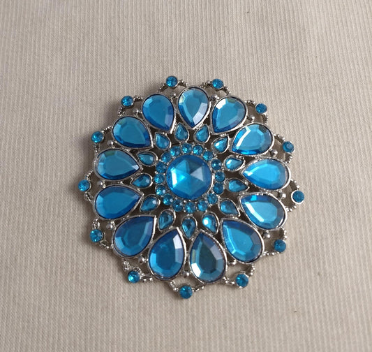 Brooch #SP9219 #Blue #Pin #Abs #Rhinestones #1pc