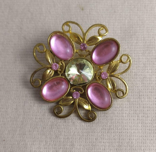 Brooch #BR3429 #Pink #Pin #Abs #Rhinestone #1pc