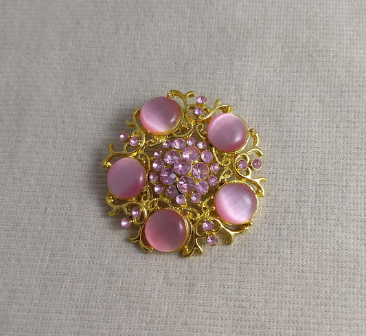 Brooch #BR3430 #Pink #Pin #Abs #Rhinestone #1pc