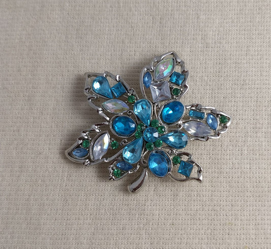 Brooch #FZ0207 #Blue #Pin #Abs #Rhinestone #1pc