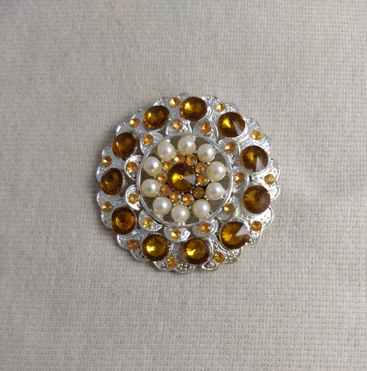Brooch #FZ0160 #Orange #Pin #Abs #Rhinestone #1pc