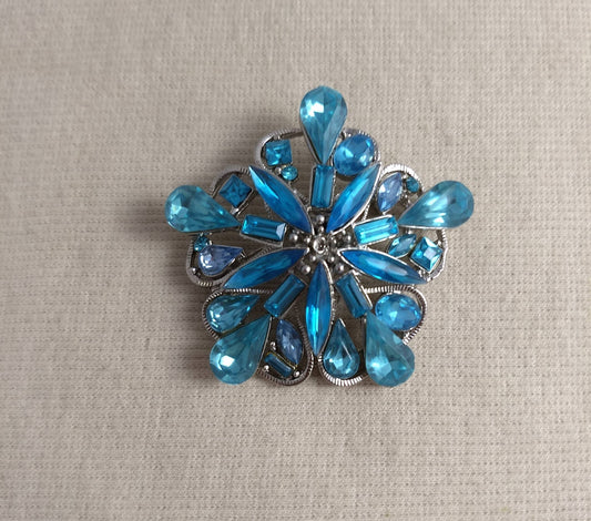 Brooch #FZ0205 #Blue #Pin #Abs #Rhinestones #1pc