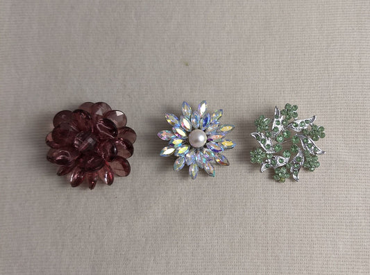 Brooch #BR34323334 #Multi #Pin #Abs #Rhinestone #3pc