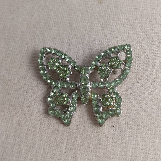 Brooch #BR3438 #Green #Butterfly #Pin #Rhinestone #2pc