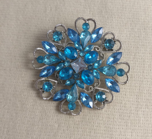 Brooch #FZ0208 # #Blue #Heart #Pin #Rhinestone #1pc