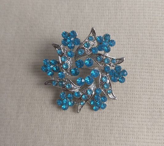 Brooch #BR3440# #Blue #Pin #Rhinestone #1pc