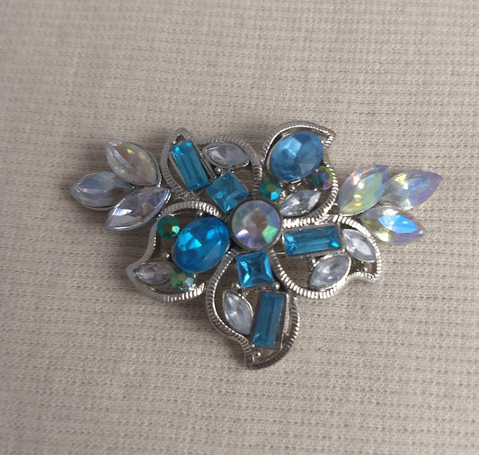 Brooch #FZ0203 #Blue #Pin #Rhinestone #1pc