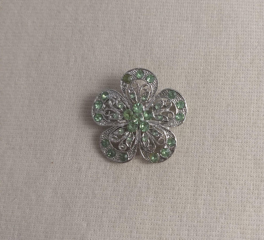 Brooch #BR3441 #Pin #Green #Flower #Rhinestone #2pc