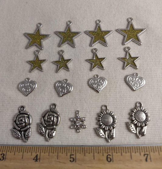 Pendant #SET-K #1-Hole #Silver #Charm #Necklace #16pc
