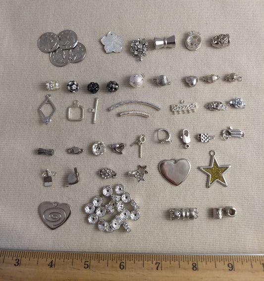 Pendant #SET-P #1-Hole #Silver #Charm #Bracelet #46pc