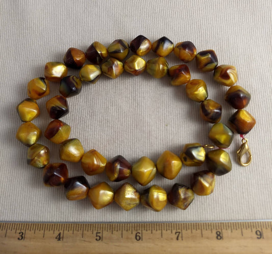 Bead #1523 #2-Hole #Brown-Multi #Marble #Necklace #1 Strand #40pc
