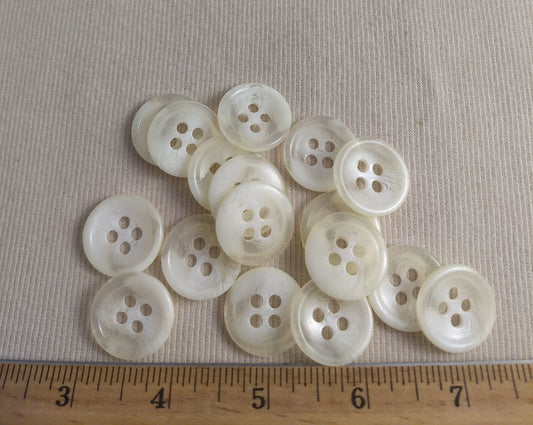 Button #5118 #4-Hole #Off white #Rim #Polyester #10pc