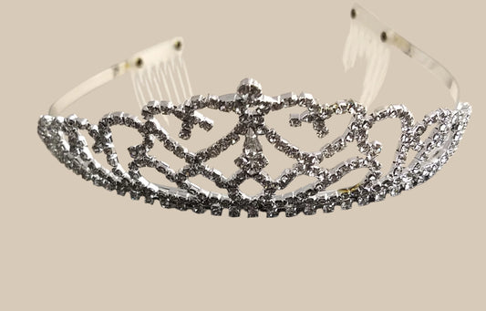 Tiara #PS345 #Silver #Heart #Rhinestone #Comb #1pc
