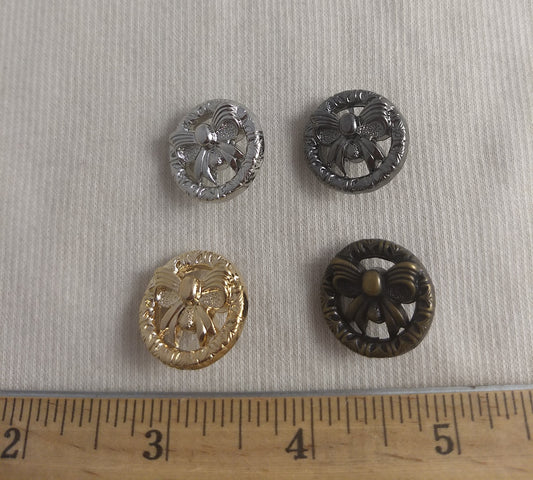 Button #Y1261 #Shank #Gold #Silver #Bow #10pc-each color #40pc