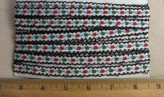Ribbon #YWCY09052Z #1/4" #Black #Scallop #Floral #5yd