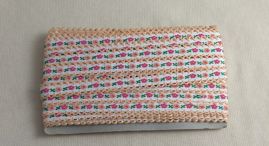 Ribbon #YWCY101022-1 #1/4" #Peach #Scallop #Floral #5yd